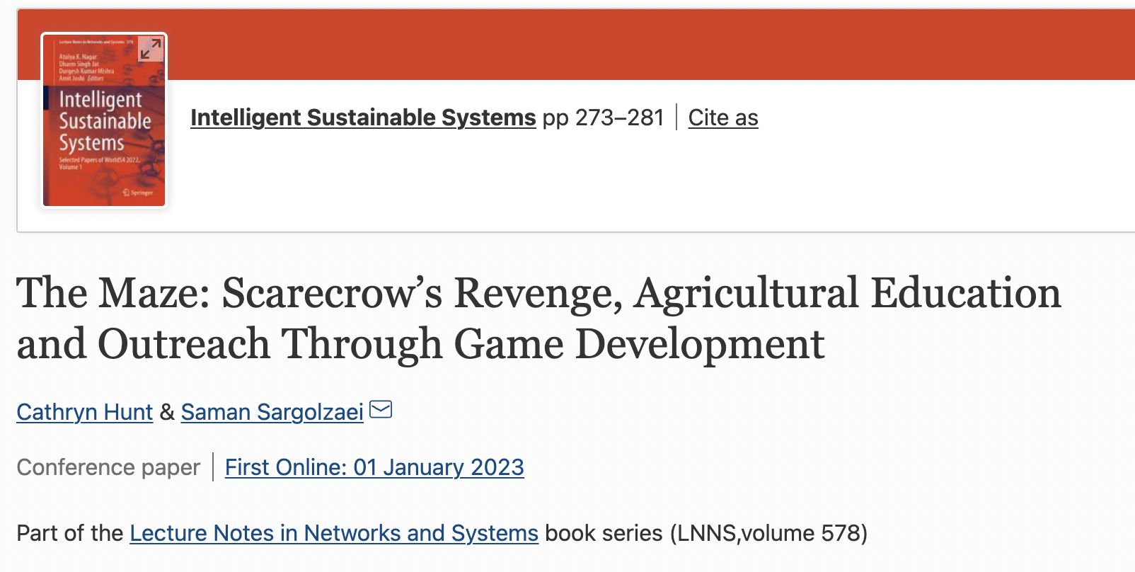 Our recent article published in Springer Lecture Notes in Networks and Systems!
